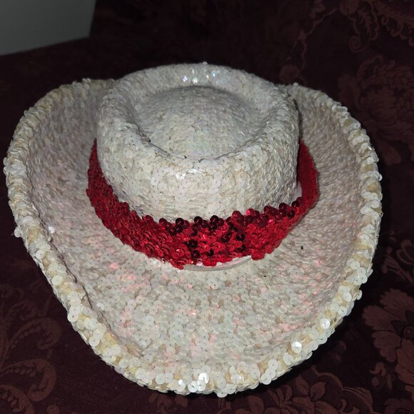 Vintage Floyette Originals Dallas Sequin Hat Dance Drill Team Small Cowboy Style - Picture 2 of 5